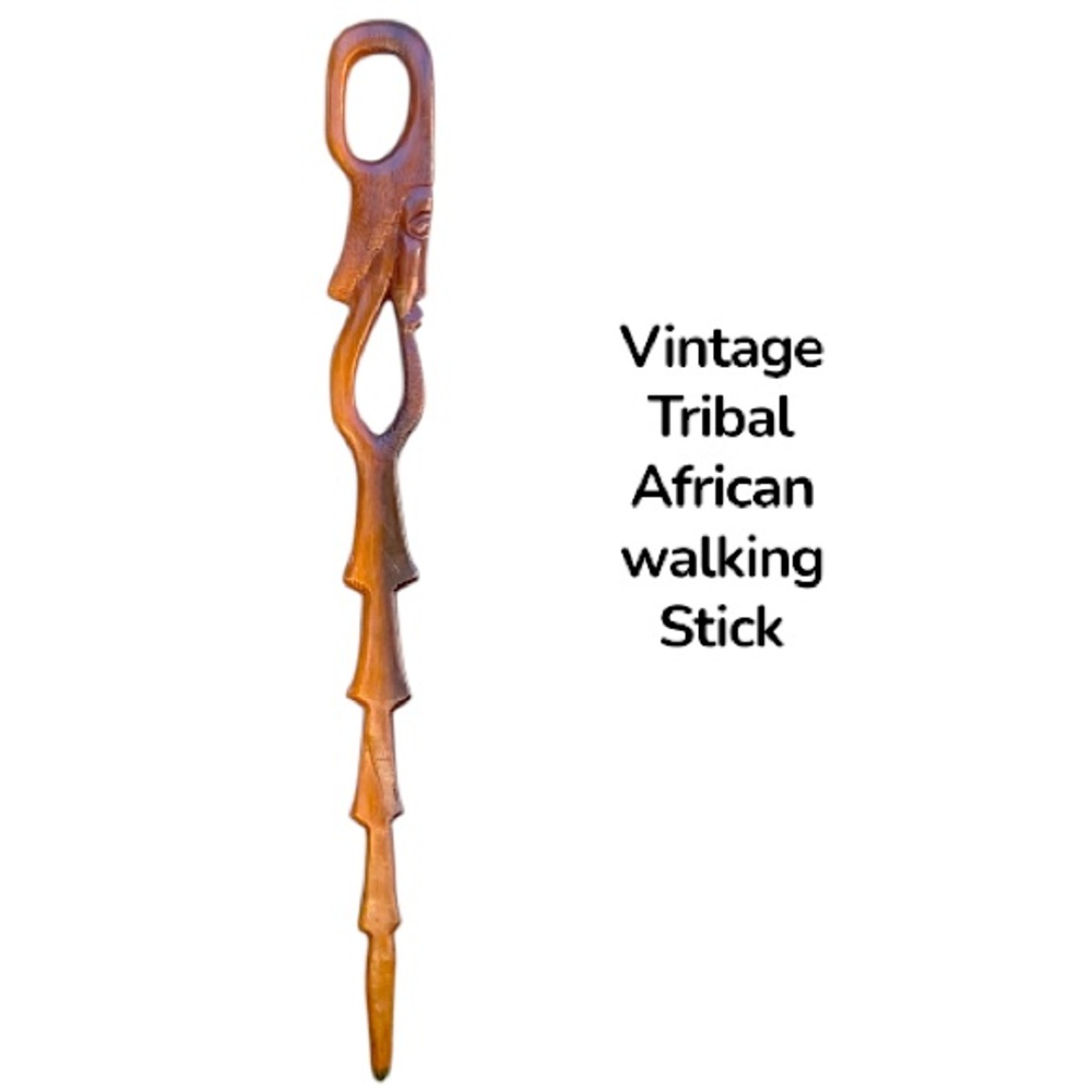 Vintage Hand Carved African Tribal Walking Stick